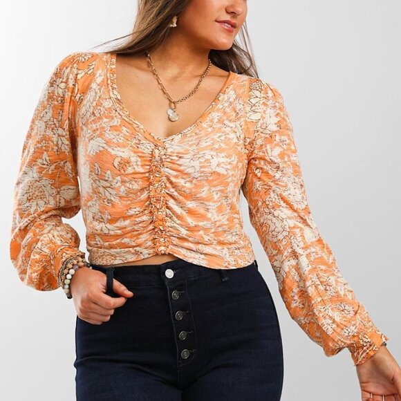 Free People Tops - NWT Free People Women's Say The Word Cropped Top Blood Orange Combo Size Large